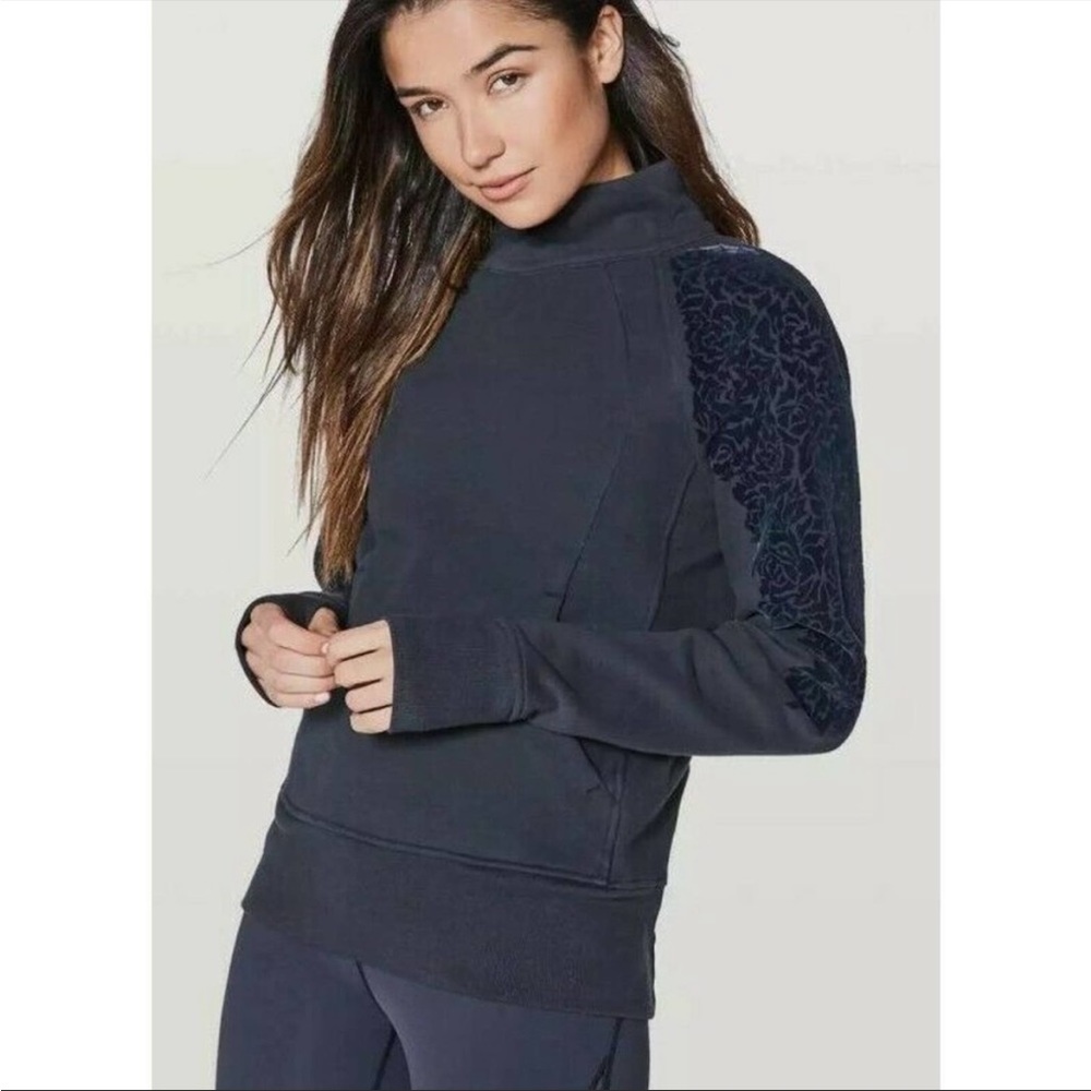 lululemon Black Sweatshirt with Floral Sleeves